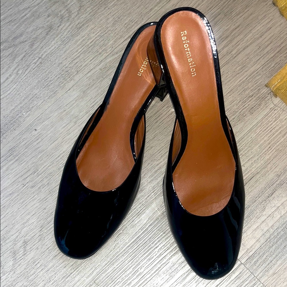 Reformation Black Mules